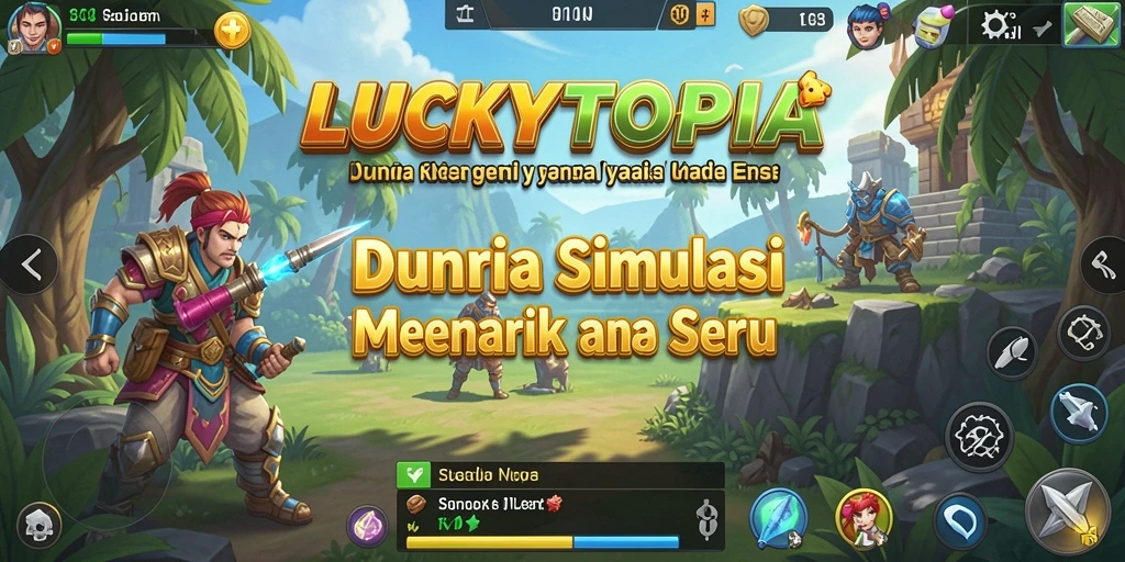 Tampilan gameplay menarik dari LUCKYTOPIA yang penuh warna dan interaktif.