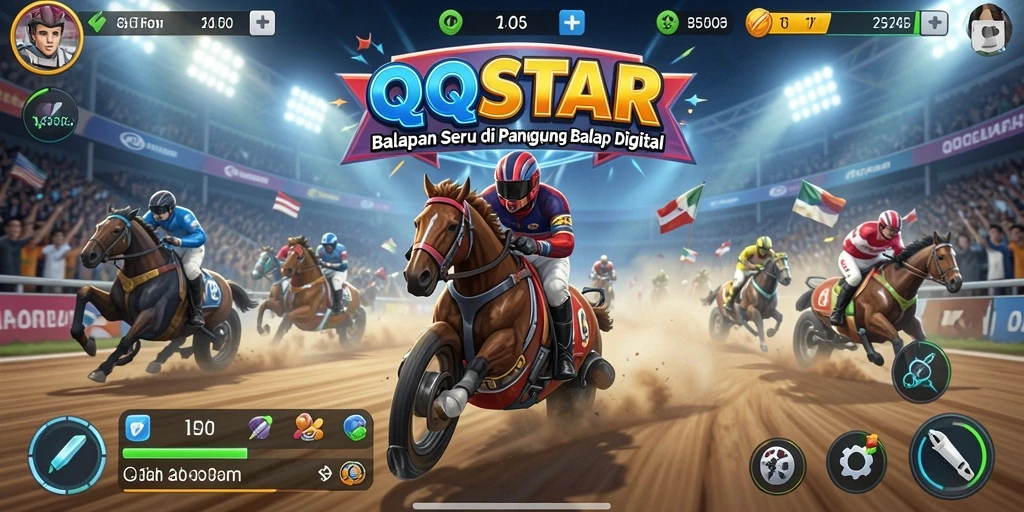 Tampilan gameplay seru dari QQSTAR saat balapan di trek menantang.