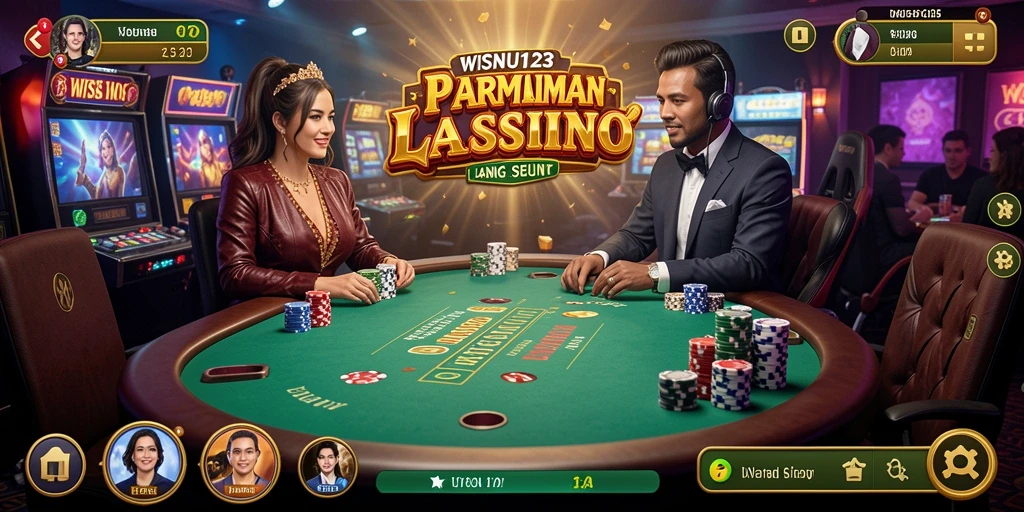 Tampilan gameplay WISNU123 dengan dealer langsung yang profesional.