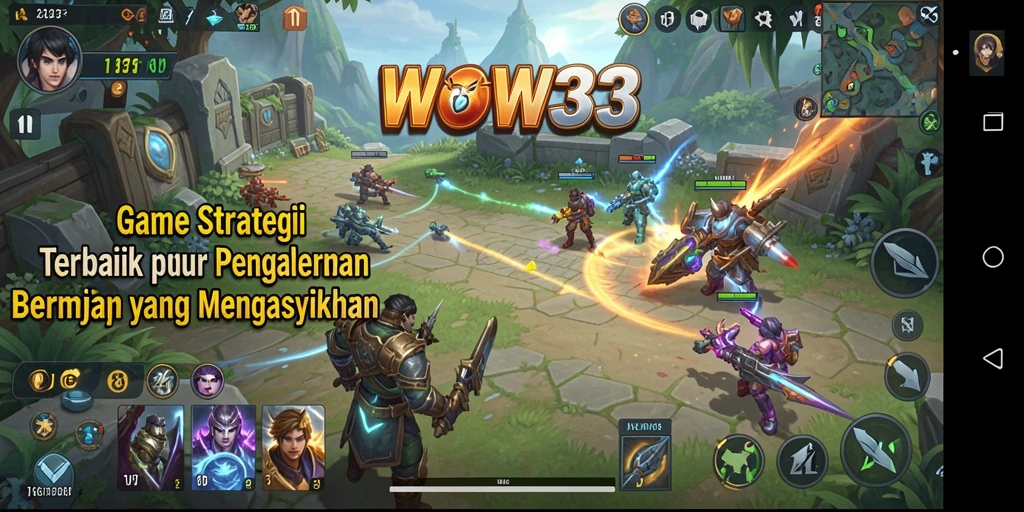 Screenshot gameplay WOW33 menampilkan pertarungan strategis yang mendebarkan.